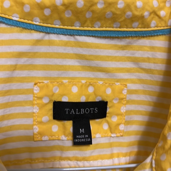 Women’s TALBOTS, Long Sleeves, Button Down, Collared Top, Yellow/White, Medium - Picture 3 of 4